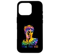Julius Caesar Portrait With Tie Dye Pattern Veni Vidi Vici Case for iPhone 16 Pro