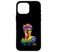 Julius Caesar Portrait With Tie Dye Pattern Veni Vidi Vici Case for iPhone 16 Pro Max