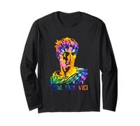 Julius Caesar Portrait with Tie Dye Pattern Veni Vidi Vici Long Sleeve T-Shirt