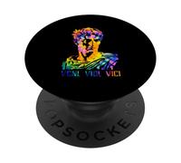 Julius Caesar Portrait With Tie Dye Pattern Veni Vidi Vici PopSockets Adhesive PopGrip