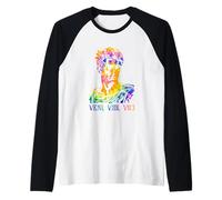 Julius Caesar Portrait with Tie Dye Pattern Veni Vidi Vici Raglan Baseball Tee