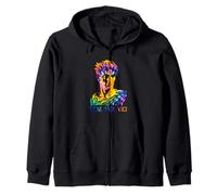 Julius Caesar Portrait With Tie Dye Pattern Veni Vidi Vici Zip Hoodie