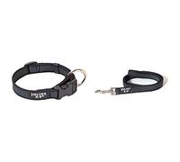 Julius-K9 Color and Gray Collar, 25 mm (39-65 cm), Black & 216GM-S1 Super-Grip Leash with Handle, 20 mm x 1 m, Black