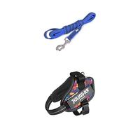 Julius-K9 Color & Gray Super-Grip Leash, 20mm x 3m, Blue-Gray + Julius-K9 IDC Powerharness, XS/Mini-Mini, Mixed Heart