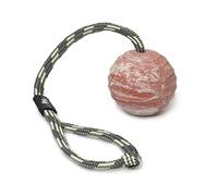 Julius-K9, IDC Natural Rubber Ball with Closable Handle, Horizontally Grooved, 70 mm