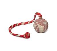 Julius-K9, IDC Natural Rubber Ball with String, Horizontally Grooved, 50 mm
