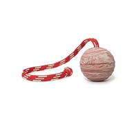 Julius-K9, IDC Natural Rubber Ball with String, Horizontally Grooved, 60 mm