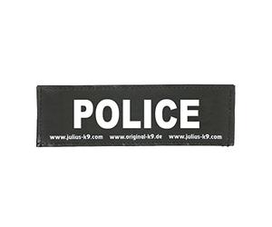 Julius-K9 Interchangeable Hook & Loop Patches, 1 pair, POLICE, Size: Large, Black
