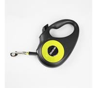 Julius-K9 Retractable Dog Lead, L - 5 m Tape, Black/Neon - anti-slip handle, ribbon leash, extandable, one handed brake, pause, lock, reflective ribbon, tangle free, heavy duty