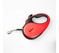Julius-K9 Retractable Dog Lead, M - 5 m Tape, Black/Red - anti-slip handle, ribbon leash, extandable, one handed brake, pause, lock, reflective ribbon, tangle free, heavy duty