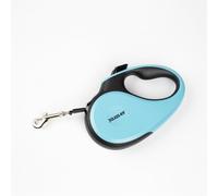 Julius-K9 Retractable Dog Lead, M - 5 m Tape, Black/Turquoise - anti-slip handle, ribbon leash, extandable, one handed brake, pause, lock, reflective ribbon, tangle free, heavy duty