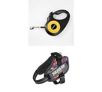 Julius-K9 Retractable Dog Lead, M - 5m Tape, Black/Orange + Julius-K9 IDC Powerharness, XS/Mini-Mini, Mixed Heart