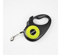 Julius-K9 Retractable Dog Lead, S - 5 m Tape, Black/Neon - anti-slip handle, ribbon leash, extandable, one handed brake, pause, lock, reflective ribbon, tangle free, heavy duty