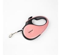 Julius-K9 Retractable Dog Lead, S - 5 m Tape, Black/Pink - anti-slip handle, ribbon leash, extandable, one handed brake, pause, lock, reflective ribbon, tangle free, heavy duty