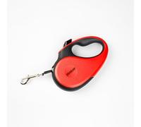 Julius-K9 Retractable Dog Lead, S - 5 m Tape, Black/Red - anti-slip handle, ribbon leash, extandable, one handed brake, pause, lock, reflective ribbon, tangle free, heavy duty