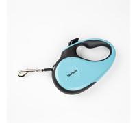 Julius-K9 Retractable Dog Lead, S - 5 m Tape, Black/Turquoise - anti-slip handle, ribbon leash, extandable, one handed brake, pause, lock, reflective ribbon, tangle free, heavy duty