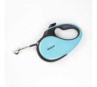 Julius-K9 Retractable Dog Lead, XS - 3 m Tape, Black/Turquoise - anti-slip handle, ribbon leash, extandable, one handed brake, pause, lock, reflective ribbon, tangle free, heavy duty