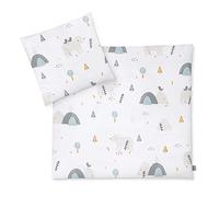 Julius Zöllner Baby Bed Linen 80 x 80 + 35 x 40 cm, 100% Cotton, Made in Germany, Mountain Bear