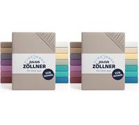 Julius Zöllner Fitted Sheet for cots (60 x 120 cm/70 x 140 cm, Jersey Taupe) (Pack of 2)