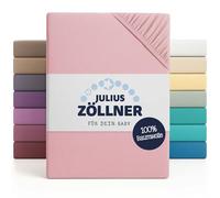 Julius Zöllner Jersey Fitted Sheet for Baby and Cot, 100% Jersey Cotton, Oeko-Tex Standard 100 Certified, Size: 60 x 120 cm / 70 x 140 cm, Pack of 2, Pink