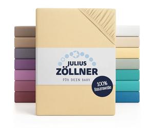 Julius Zöllner Jersey Fitted Sheet for Baby and Cot, 100% Jersey Cotton, Oeko-Tex Standard 100 Certified, Size: 60 x 120 cm / 70 x 140 cm, Pack of 2, Banana