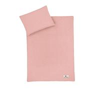 Julius Zöllner Muslin Children's Bed Linen 100 x 135 + 40 x 60 cm, 2-Piece Set Consisting of Duvet Cover and Pillowcase, 100% Cotton Muslin, with Zip, Standard 100 by Oeko-TEX, Dusty Rose
