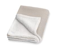 Julius Zöllner Winter Blanket Made of Waffle Pique and Cuddly Teddy Fabric, Size 70 x 100 cm, Made in Germany, Waffle Pique 100% Cotton, Oeko-Tex® Standard 100, Seashell