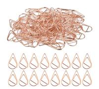 Juliyeh 100Pcs Paper Clips, Rose Golden Paperclips, Small Metal Paper Clip, Water Drop Paper Clips, Waterdrop Shaped Paperclips for Book, Memo, Paper, Poster, Photo, 25x15 mm