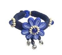 JULIYOOYOO Handmade Boho Braided Rope Wrap Bracelets Cute Summer Beach Surfer Jewelry for Women Blue-Toned Floral Print Versatile Linen-Cotton Accessory, One Size, Cotton, no gemstone