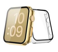 JULK [2 Pack] Gold Case with Screen Protector for Apple Watch Series 3/2 42mm, 9H Tempered Glass with Ultra Thin Hard Protective Cover for iWatch [1 Gold + 1 Transparent]
