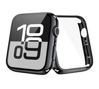 JULK [2 Pack Jet Black Case with Screen Protector for 2024 Apple Watch Series 10 46mm, 9H Tempered Glass with Ultra-Thin Hard Protective Glossy Black Cover for iWatch