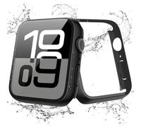 JULK [2 Pack] Waterproof Case for Apple Watch 10 42mm with Tempered Glass Screen Protector, Slim Guard Bumper with HD Glass, Hard PC Protective Cover for iWatch Series 10 42mm, Black