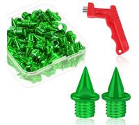 JULMELON 1/4 Inch Carbon Steel Track Spikes, 60pcs Track Spikes with Spike Wrench for Track Shoes Field Sprinting Cross Country Short Running(Green)