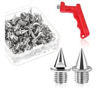 JULMELON 1/4 Inch Steel Track Spikes,60pcs Track Spikes with Spike Wrench for Track Shoes Field Sprinting Cross Country Short Running(Silvery)
