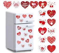 JULMELON 16pcs Valentine Heart Diamond Art Magnet Kits, Diamond Art Magnets for Valentine's Day Crafts 7cm Acrylic Painting Fridge Magnets for Adults Decor