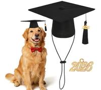 JULMELON 2026 Graduation Cap with Tassel for Pets, Adjustable Mini Black Hat for Small Dogs Cats Photo Celebrations