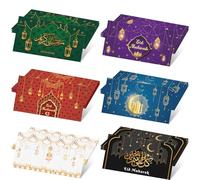 JULMELON 24 Pcs Eid Mubarak Envelopes Eid Gifts Cards Holders 6 Styles Ramadan Pocket Envelope for Money Islamic Muslim Ramadan Mubarak Cards for Kids Gifts(6.5 x 3.5 in)