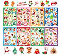 JULMELON 240 Assorted Cute Santa Snowman Tree Holiday Stickers - Small Christmas Stickers Bulk for Kids Classroom Party Favors Scrapbooking DIY Crafts Gifts
