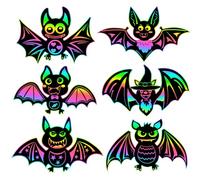 JULMELON 36Pcs Halloween Crafts, Rainbow Magic Halloween Scratch Art Paper Cute Bat Crafts School Classroom Activities Party Favors DIY Gifts