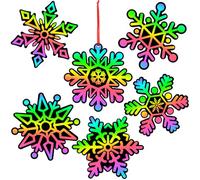JULMELON 36Pcs Snowflake Scratch Art, Magic Rainbow Scratch Paper Art Winter Holiday Christmas Crafts for School Classroom Activity Christmas Winter Holiday Party Favors Gifts