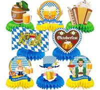 JULMELON 8PCS Oktoberfest Party Decorations Honeycomb Centerpiece, 3D Double Side Bavarian German Beer Festival Party Table Toppers for Oktoberfest Theme Party Table Decorations Favors Supplies
