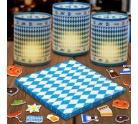 JULMELON Oktoberfest Table Decoration Set, 12 Pieces Lantern 20 Pieces Bavarian Napkins 20 Pieces Bavarian Confetti Felt Oktoberfest Decoration Set Party Table Decoration Lantern for Candles