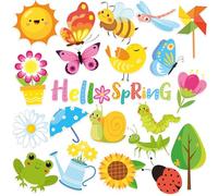 JULMELON Spring Magnets Decorations, 22pcs Hello Spring Flower Butterfly Reusable Cruise Door Magnets Stickers for Spring Easter Cruise Door Refrigerator Car Accessories
