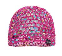 Julpsk Summer Glitter Sequin Beanie Hollow Out Crochet Hat for Boho Beach Party, Rose Red, One Size