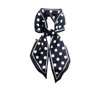 Julunar Hair Scarf for Women Silky Long Neck Head Scarves Purse Bag Scarfs for Handbag Satin Headscarf, 010. Black Dots, long