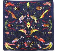 Julunar Silk Like Head Scarf for Women - Satin Large Hair Scarves - 35" Square Silk Hair Wrap for Sleeping with Gift Packed, B006-2 Bird Navy, Large