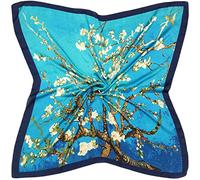 Julunar Silk Like Head Scarf for Women - Satin Large Hair Scarves - 35" Square Silk Hair Wrap for Sleeping with Gift Packed, A005-1 Floral Blue, Large
