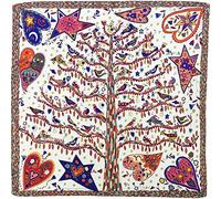 Julunar Silk Like Head Scarf for Women - Satin Large Hair Scarves - 35" Square Silk Hair Wrap for Sleeping with Gift Packed, B003-2 Birds White, Large