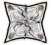 Julunar Silk Like Head Scarf for Women - Satin Large Hair Scarves - 35" Square Silk Hair Wrap for Sleeping with Gift Packed, A004-1 Pirate Ship White, Large