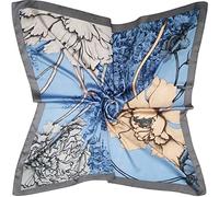 Julunar Silk Like Head Scarf for Women - Satin Large Hair Scarves - 35" Square Silk Hair Wrap for Sleeping with Gift Packed, A001-1 Big Flower Blue, Large